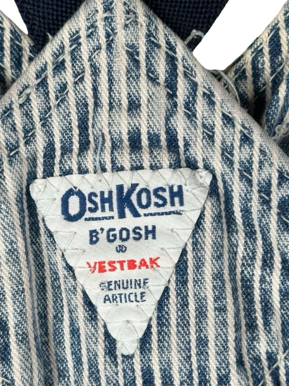 OshKosh B’Gosh Vintage Striped Denim Acid Wash Jean Vest Overalls Kids Size 4T